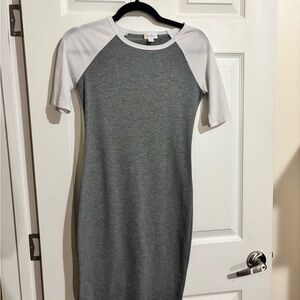 LuLaRoe Gray and White Dress